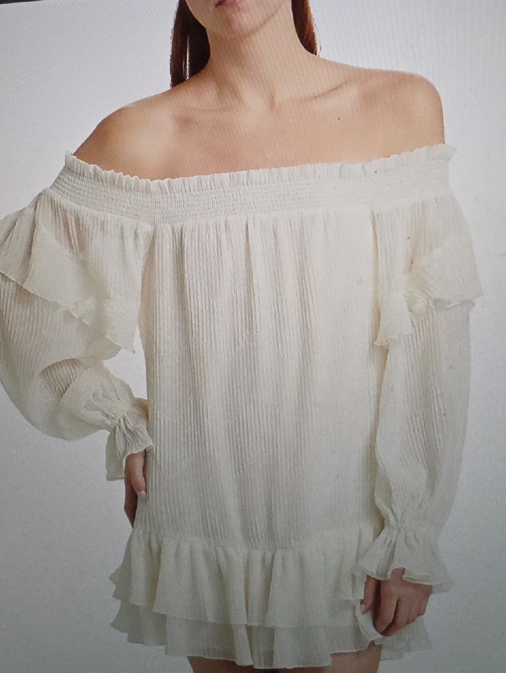 RAMY BROOK Tori Off The Shoulder Dress Ivory Size S $485